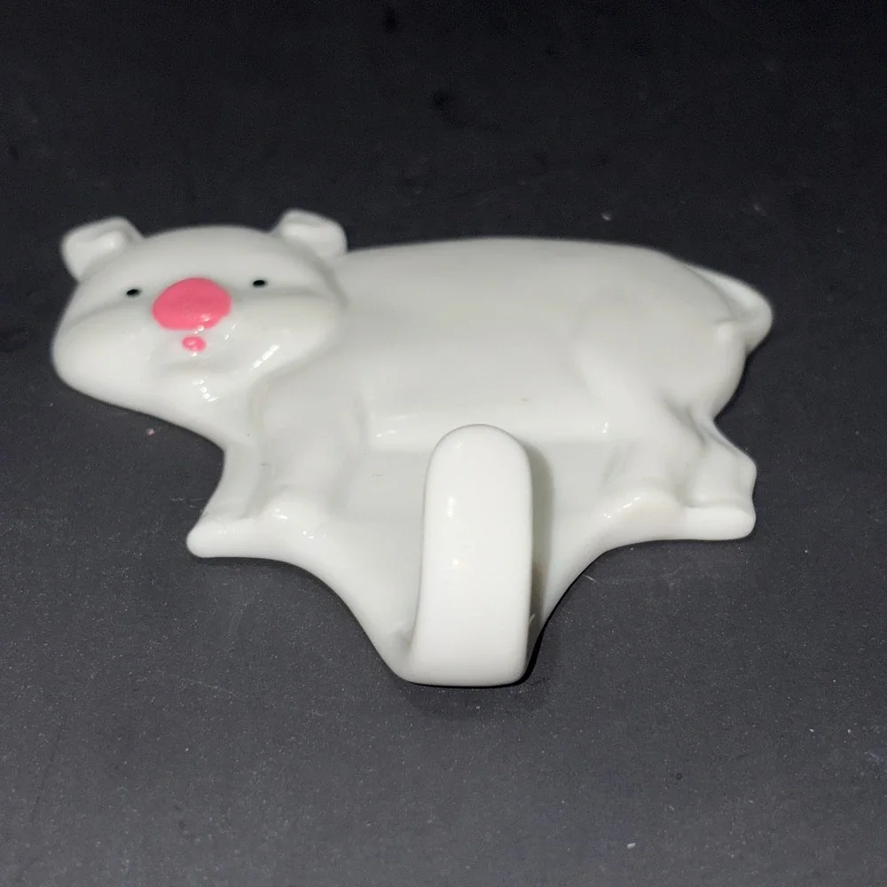 Vtg Takahashi San Francisco Ceramic Pig Wall Hook White Pink Farmhouse Japan